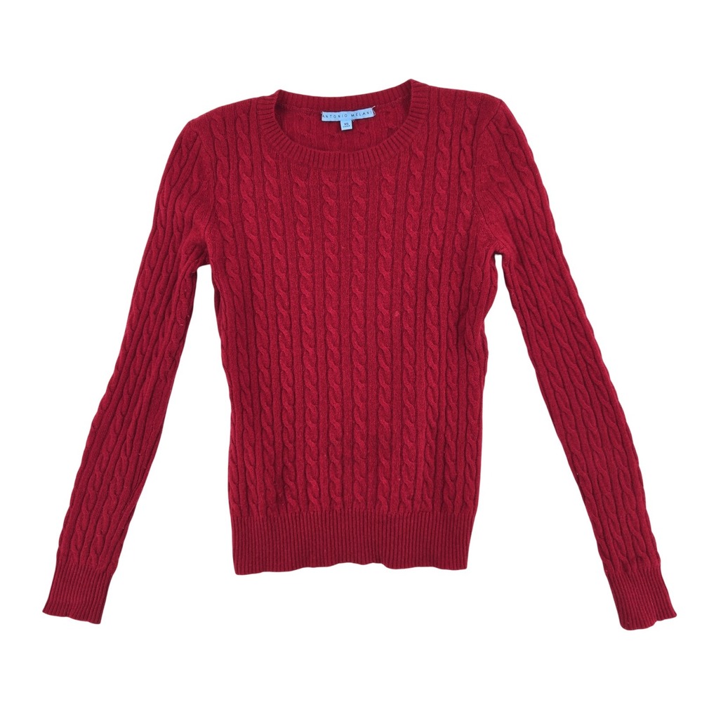Antonio Melani Sweater Womens XS Cable Knit Cashmere Crewneck Pullover Soft